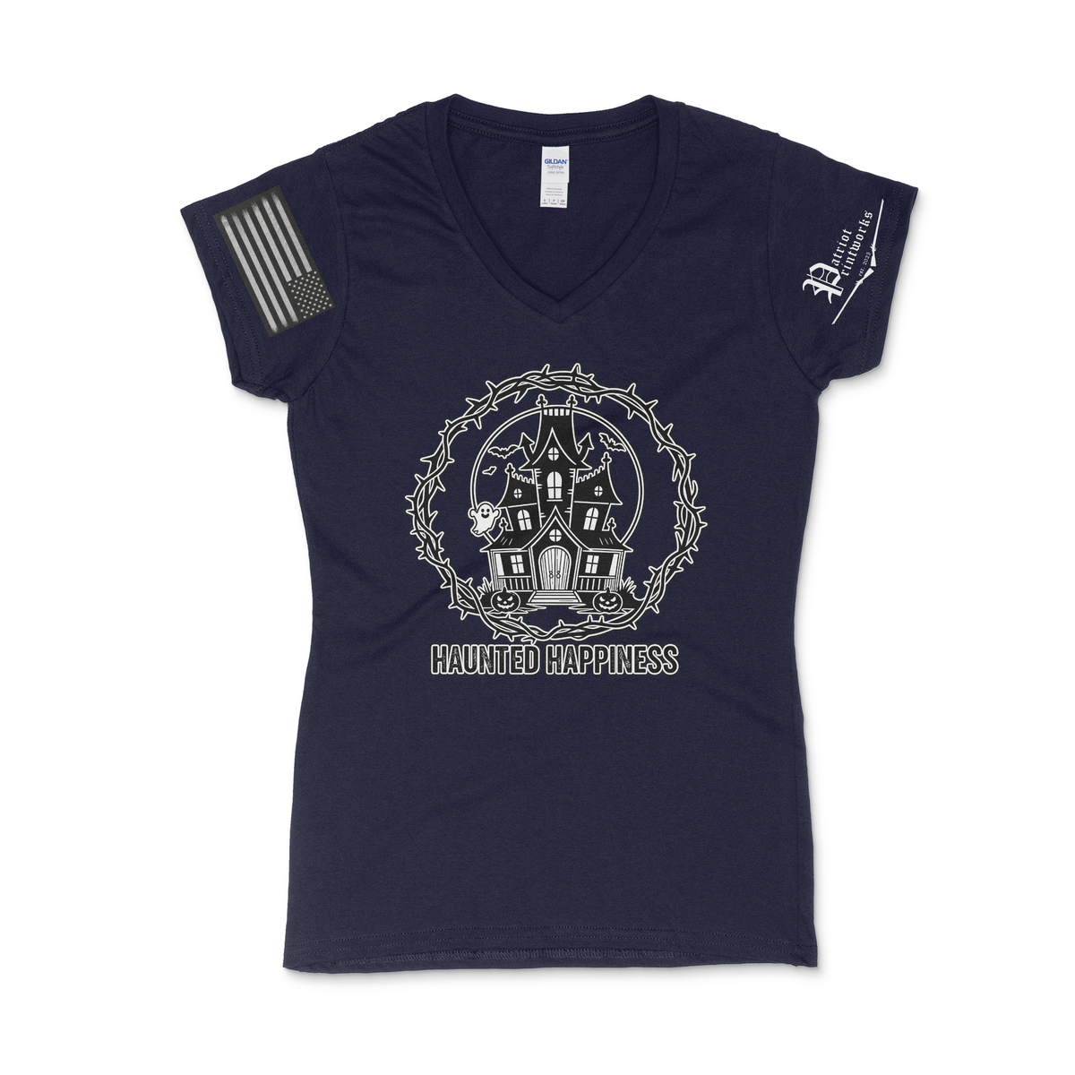 Haunted Happiness Women's V-Neck T-Shirt