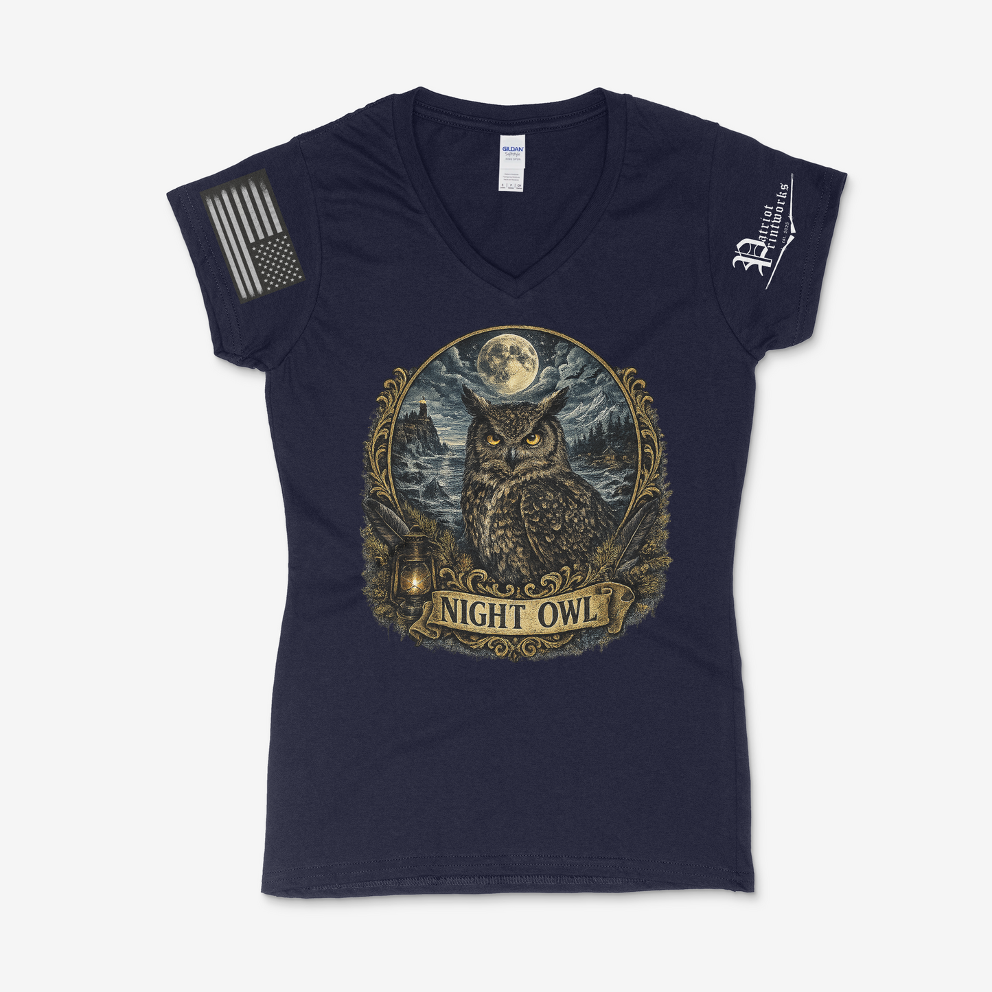 Night Owl Ladies V-Neck T-Shirt
