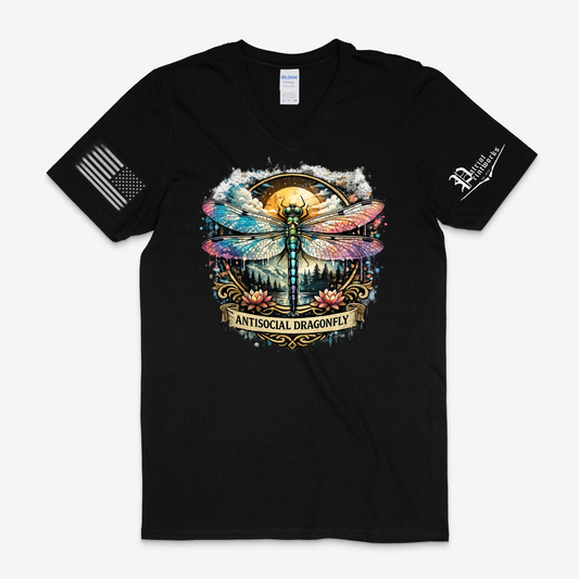 Antisocial Dragonfly V-Neck T-Shirt