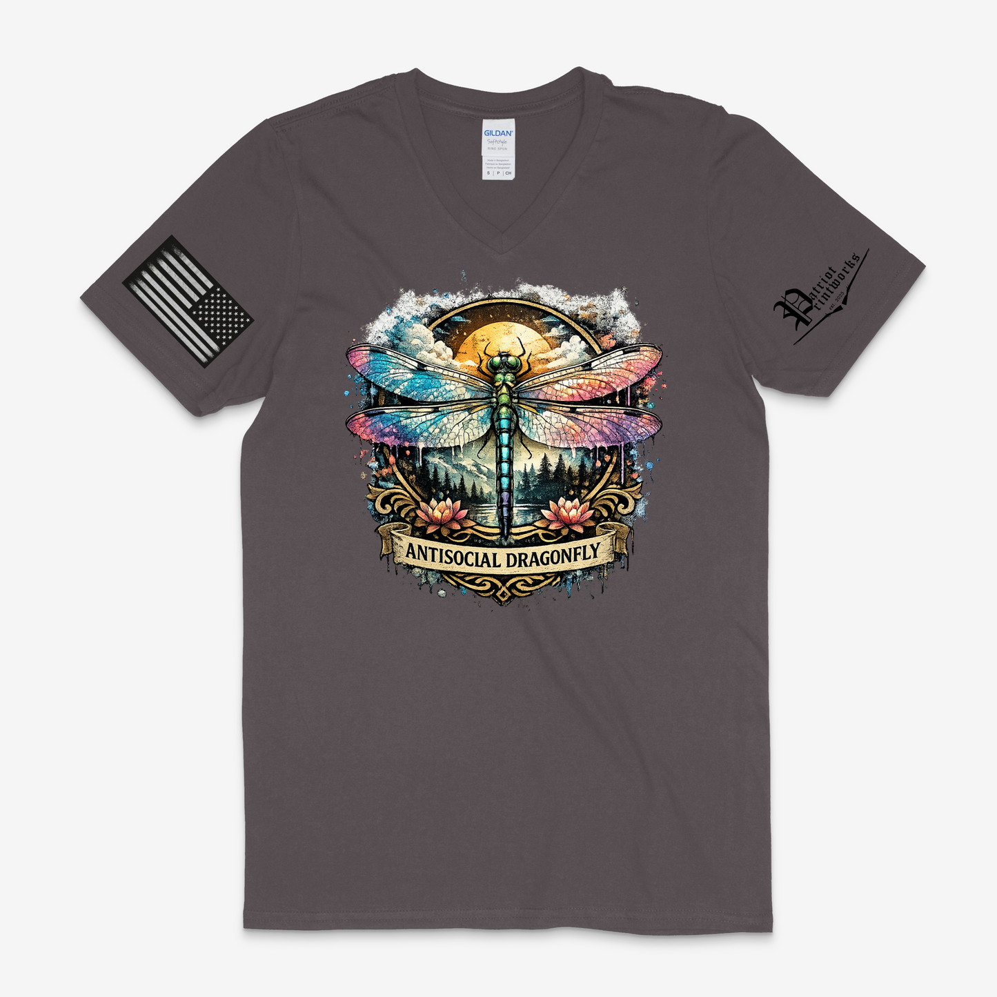Antisocial Dragonfly V-Neck T-Shirt