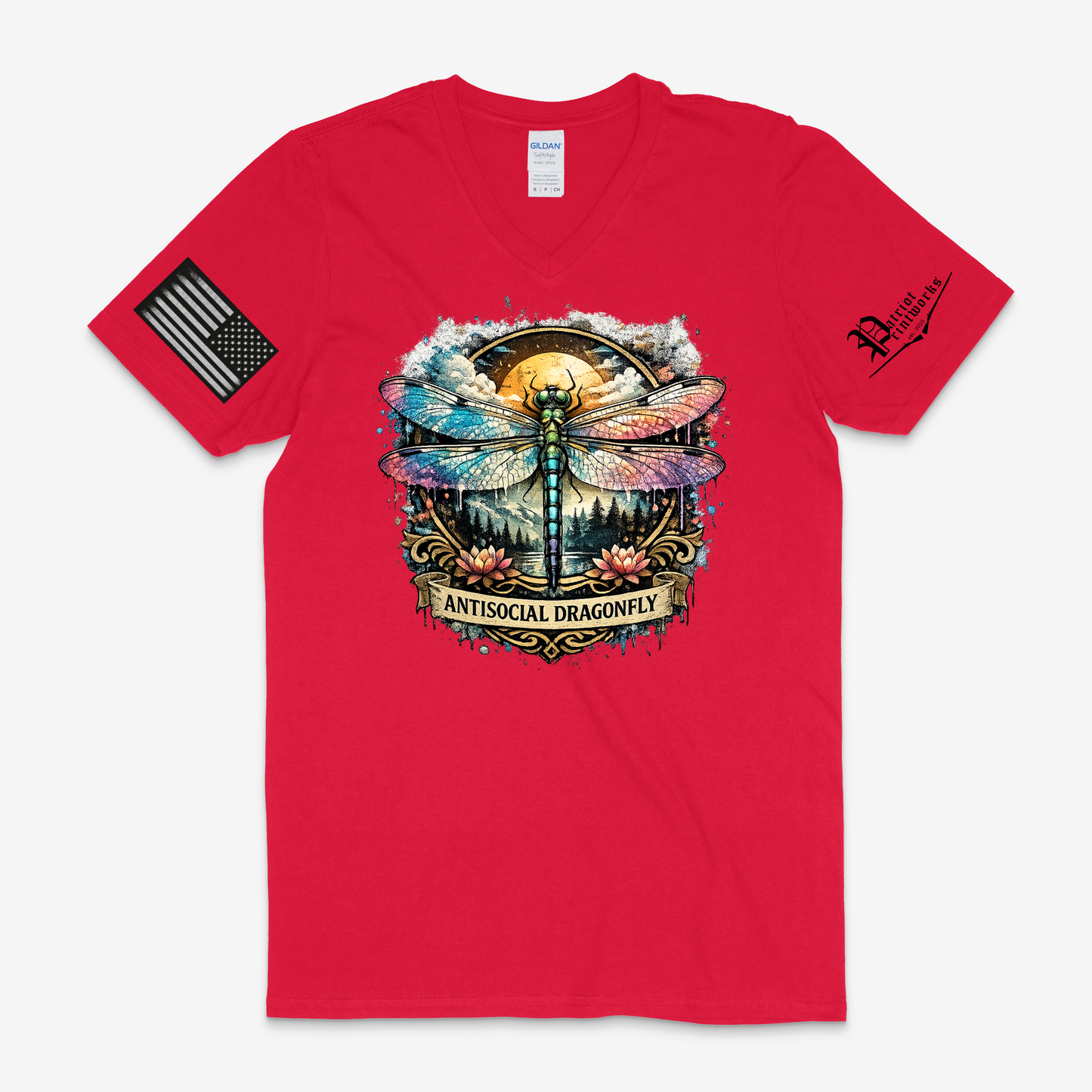 Antisocial Dragonfly V-Neck T-Shirt