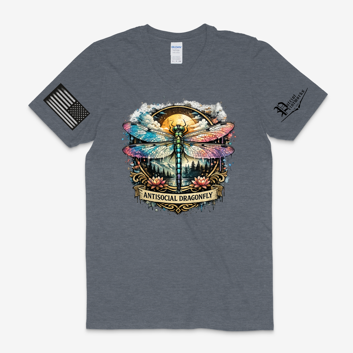 Antisocial Dragonfly V-Neck T-Shirt