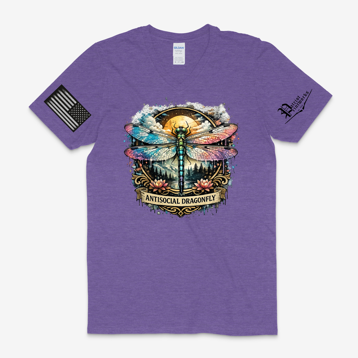 Antisocial Dragonfly V-Neck T-Shirt