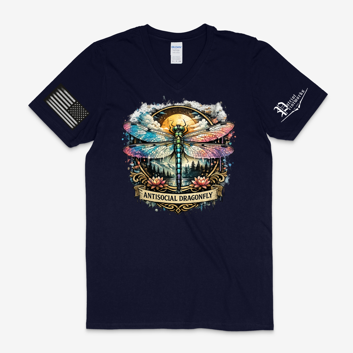 Antisocial Dragonfly V-Neck T-Shirt