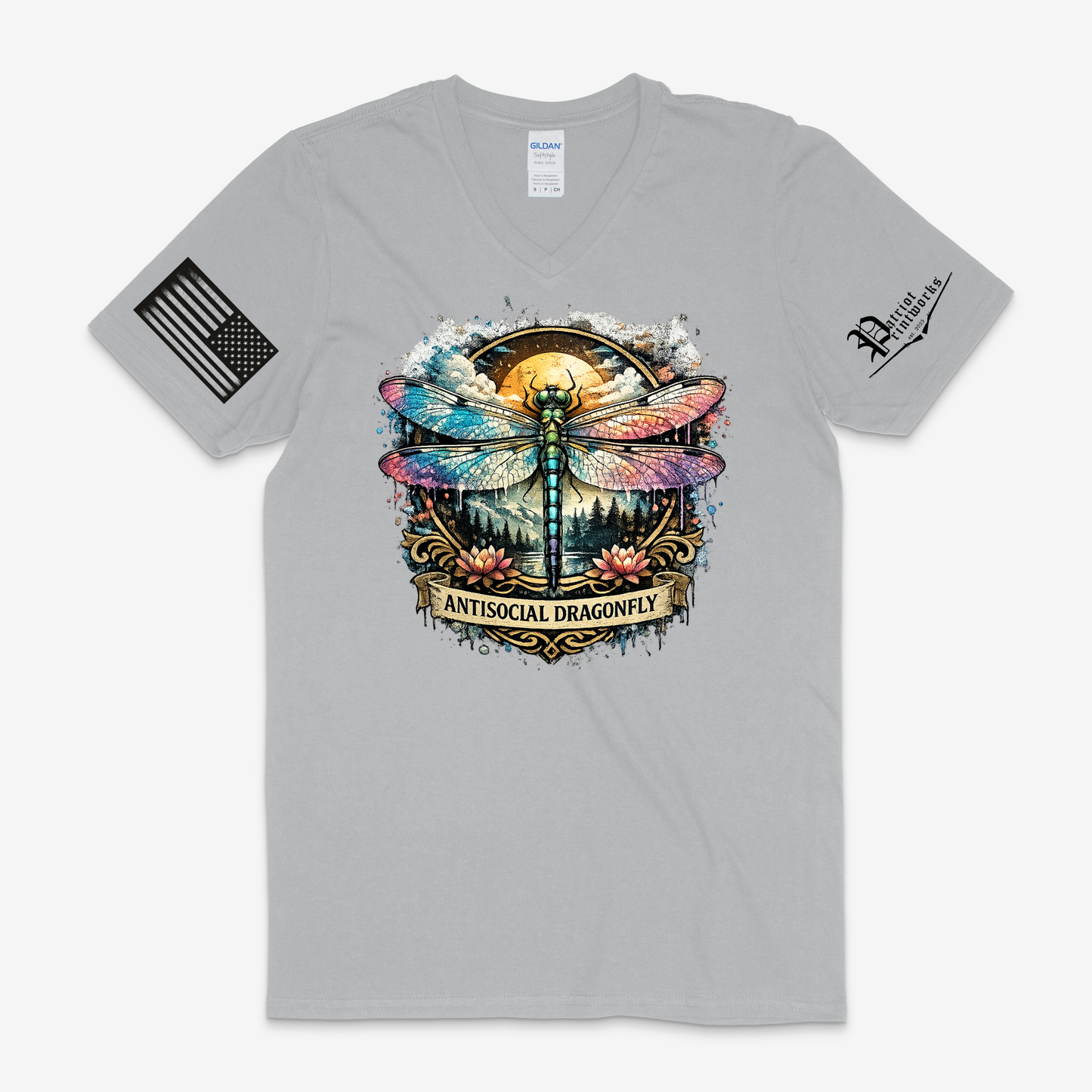 Antisocial Dragonfly V-Neck T-Shirt