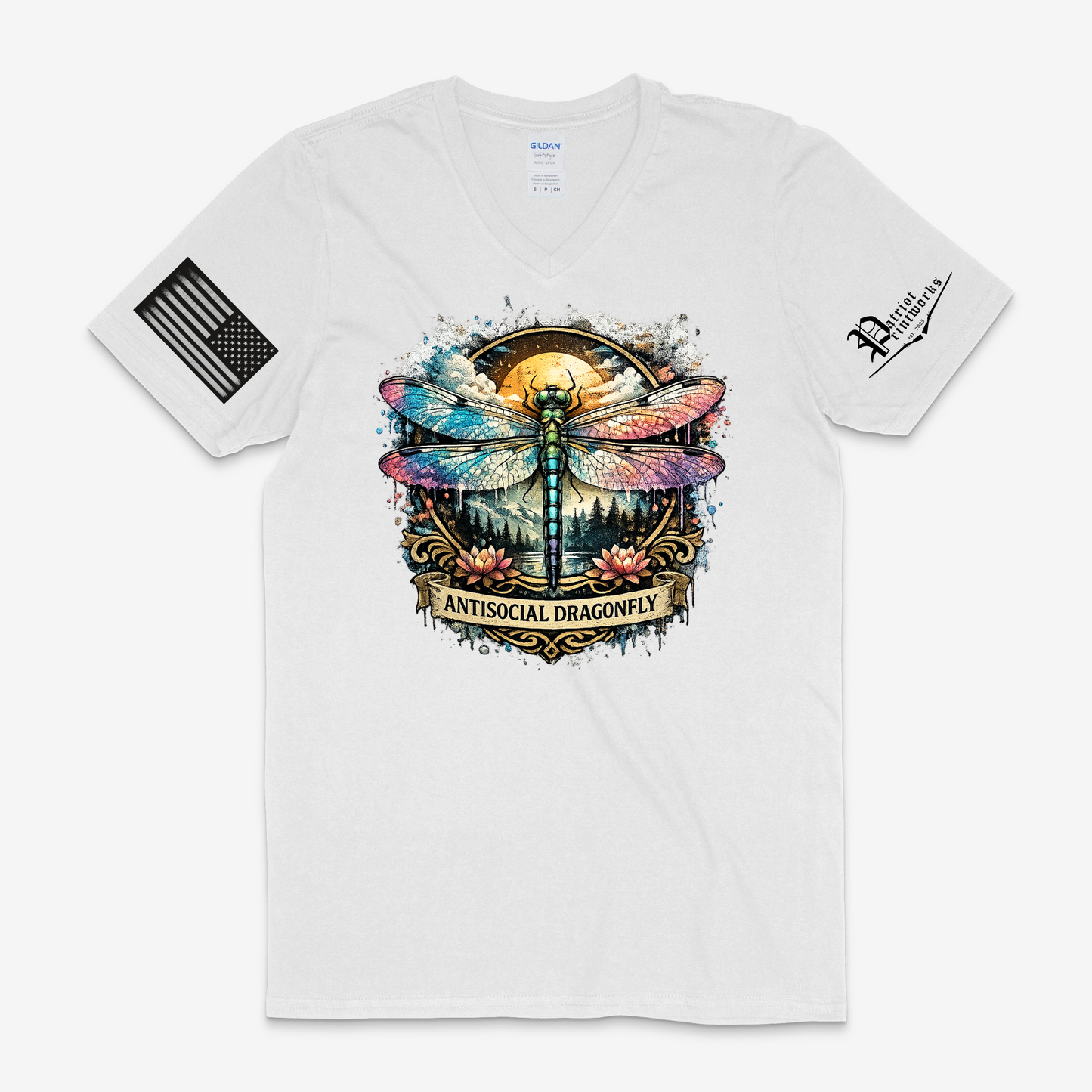 Antisocial Dragonfly V-Neck T-Shirt