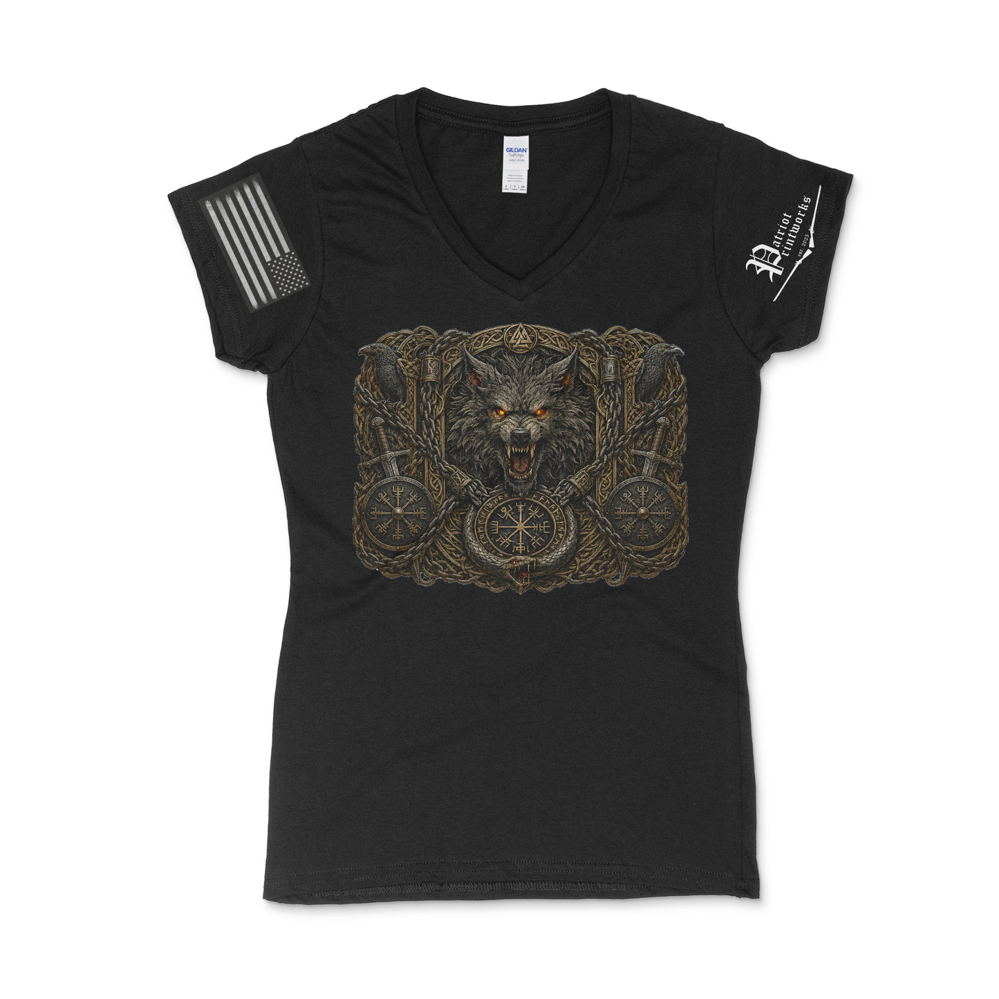 Bound Wolf of Ragnarok Women's V-Neck T-Shirt