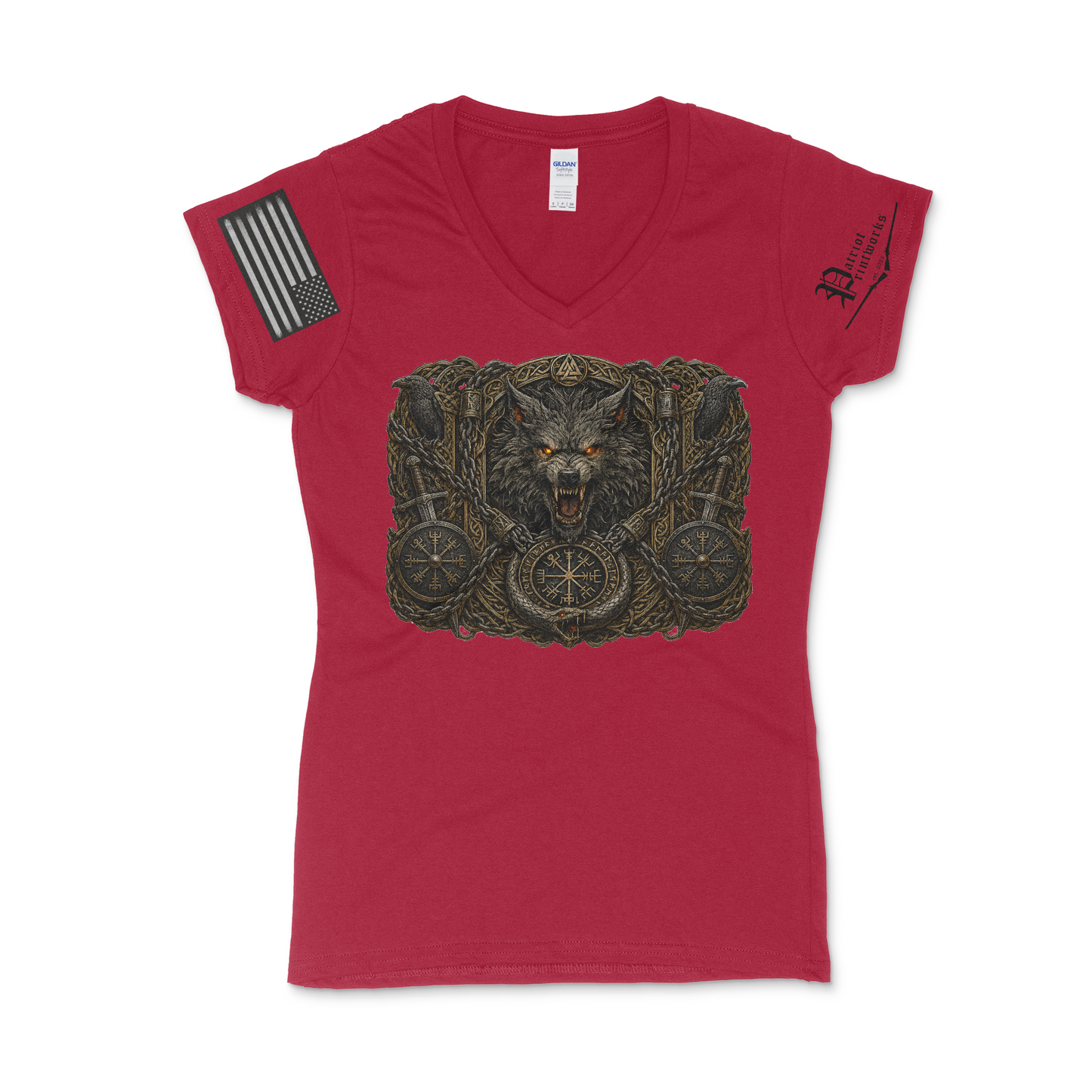 Bound Wolf of Ragnarok Women's V-Neck T-Shirt