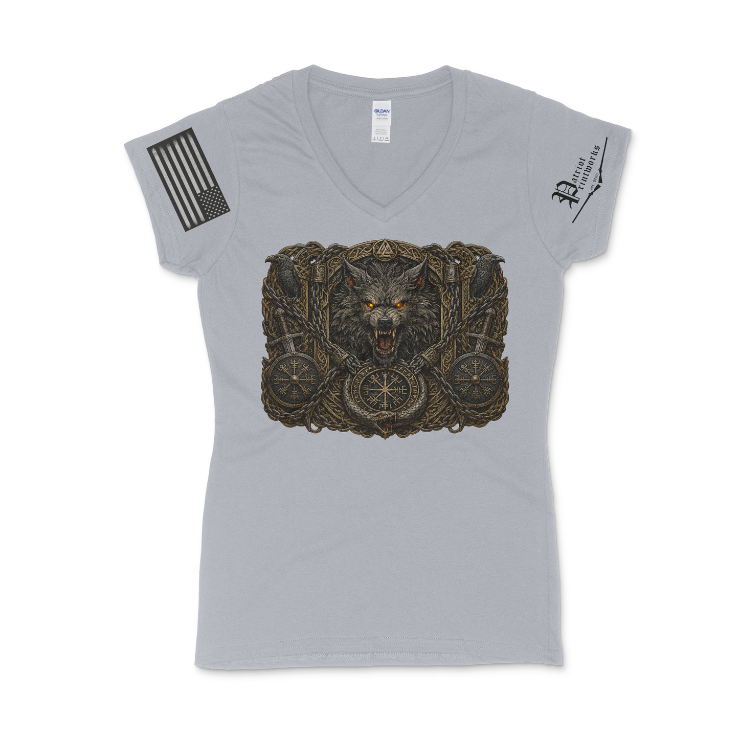 Bound Wolf of Ragnarok Women's V-Neck T-Shirt