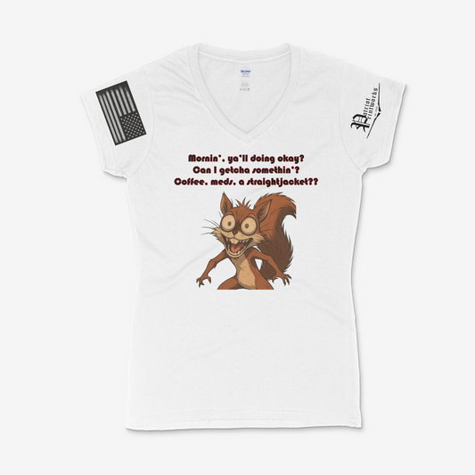 Coffee, Meds, Straightjacket Ladies V-Neck T-Shirt