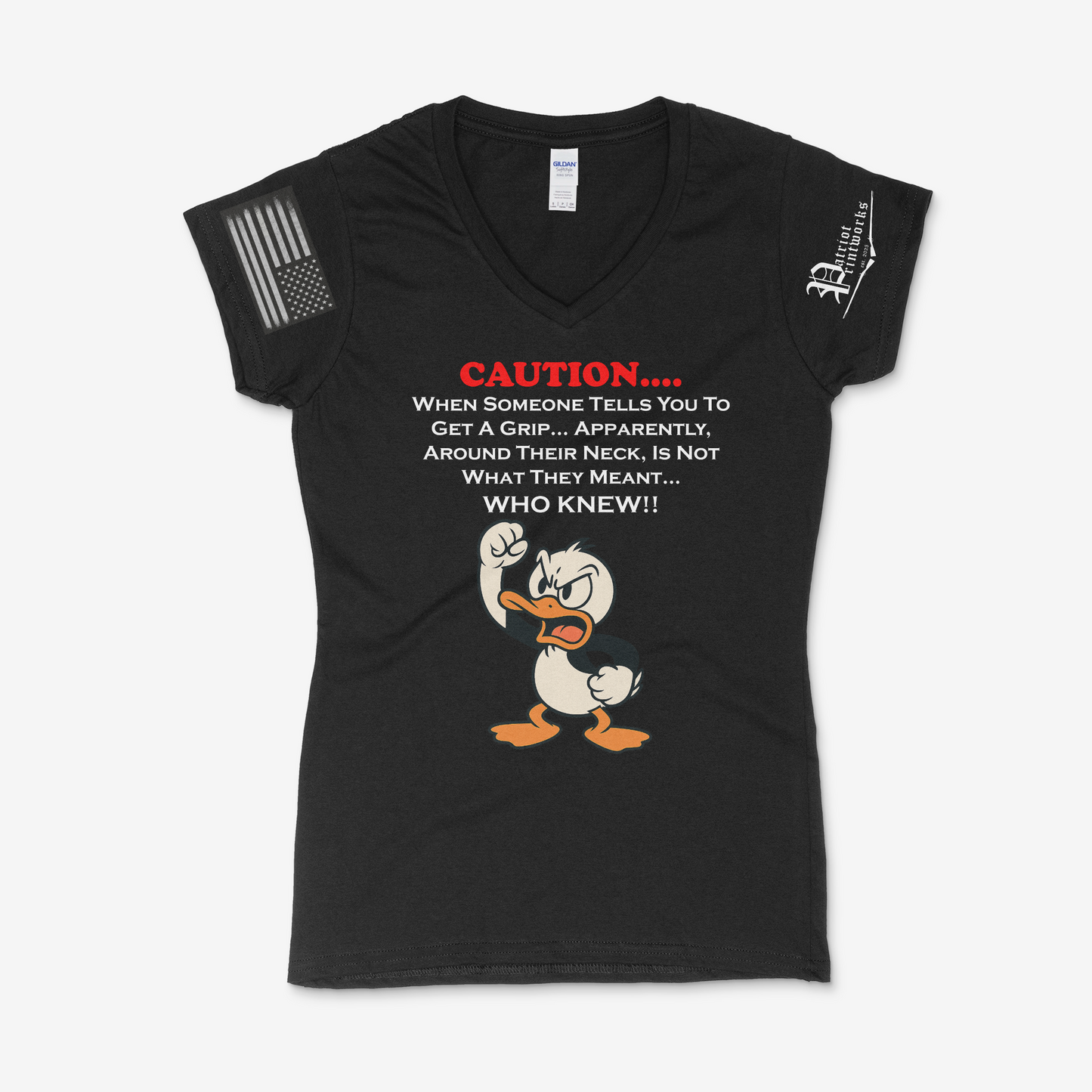 Get A Grip Ladies V-Neck T-Shirt