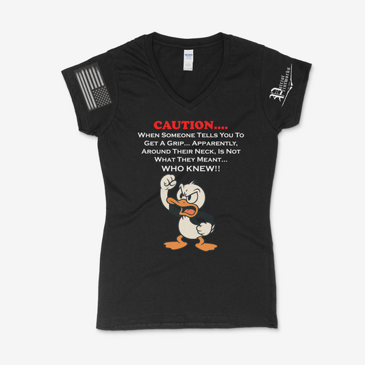 Get A Grip Ladies V-Neck T-Shirt
