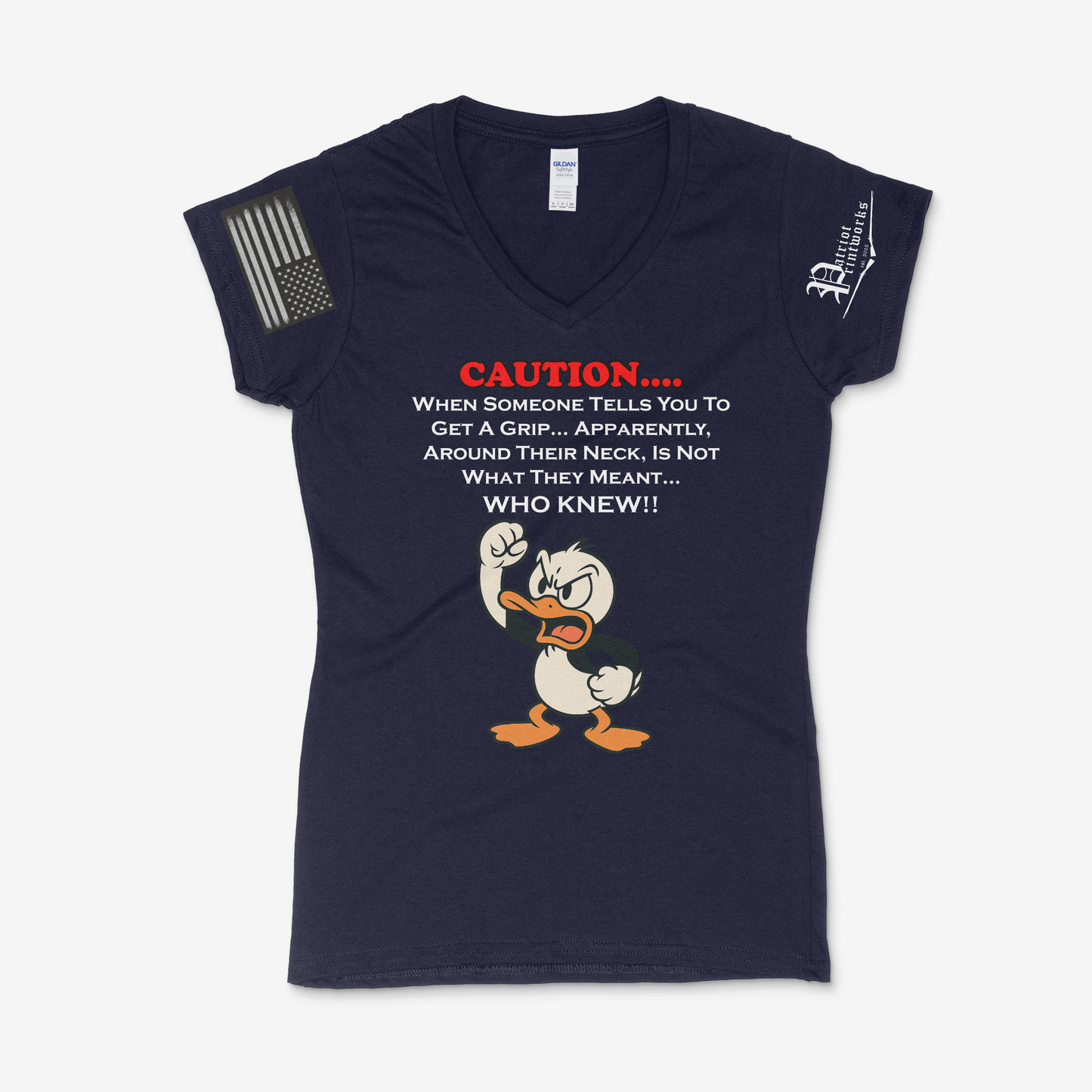 Get A Grip Ladies V-Neck T-Shirt