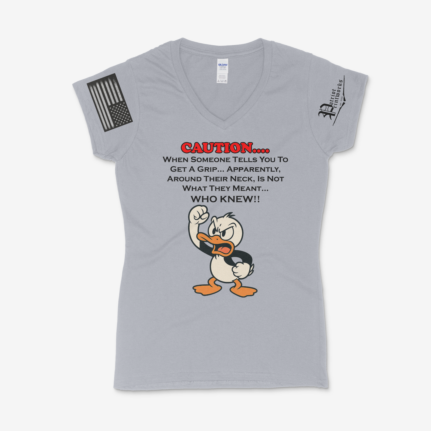 Get A Grip Ladies V-Neck T-Shirt
