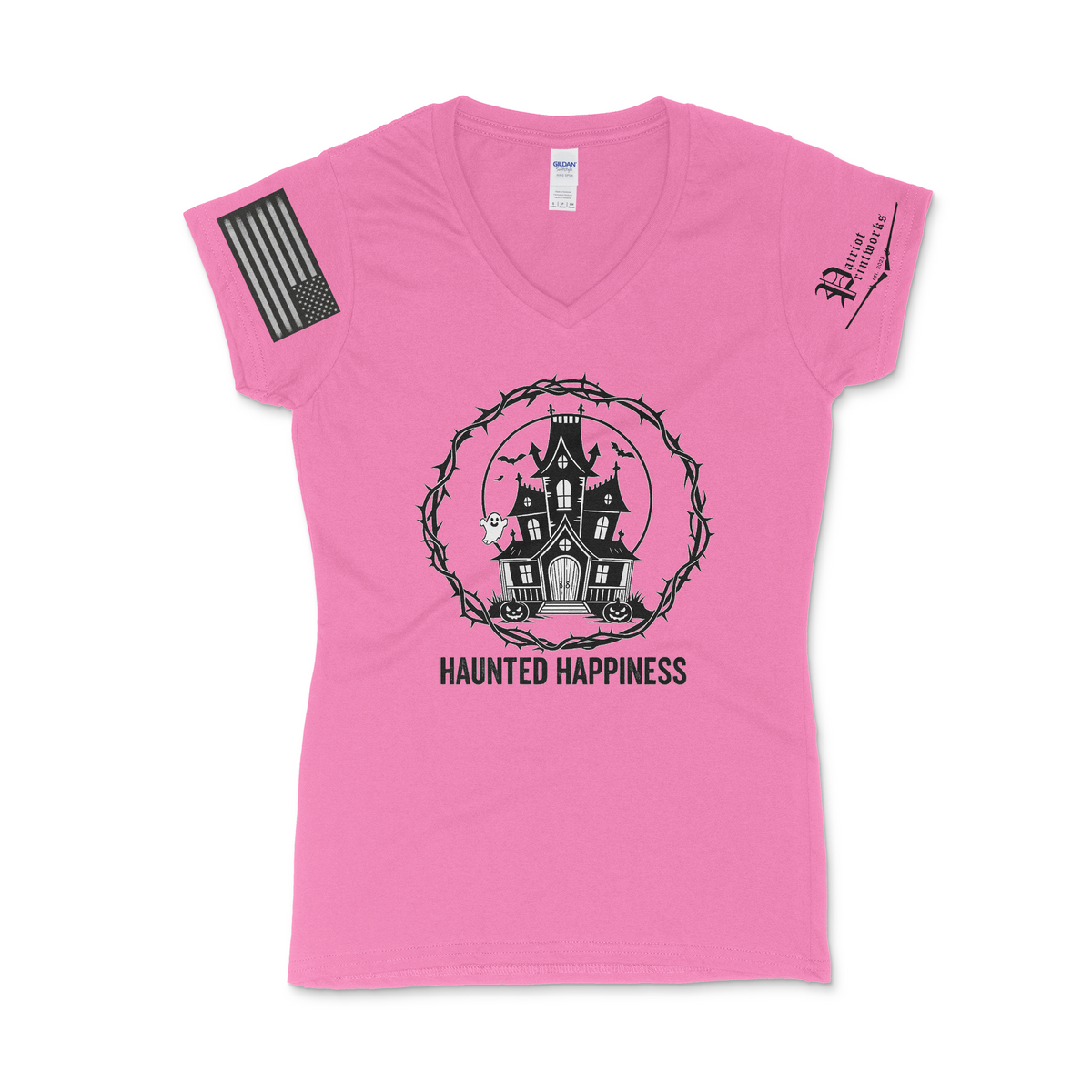 Haunted Happiness Women's V-Neck T-Shirt
