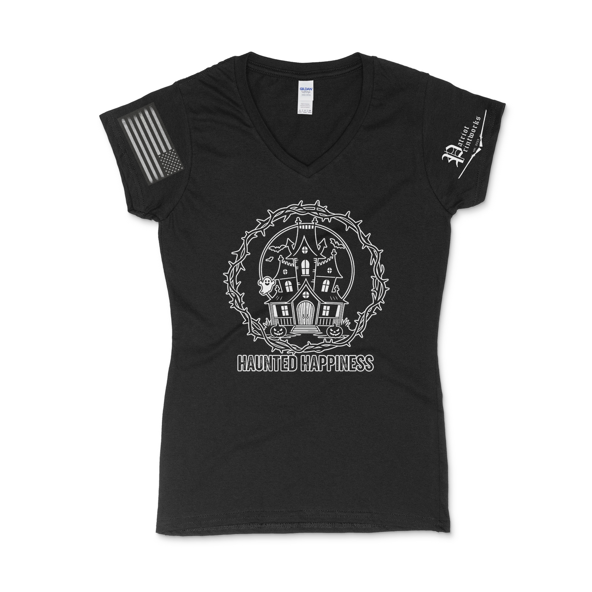 Haunted Happiness Women's V-Neck T-Shirt