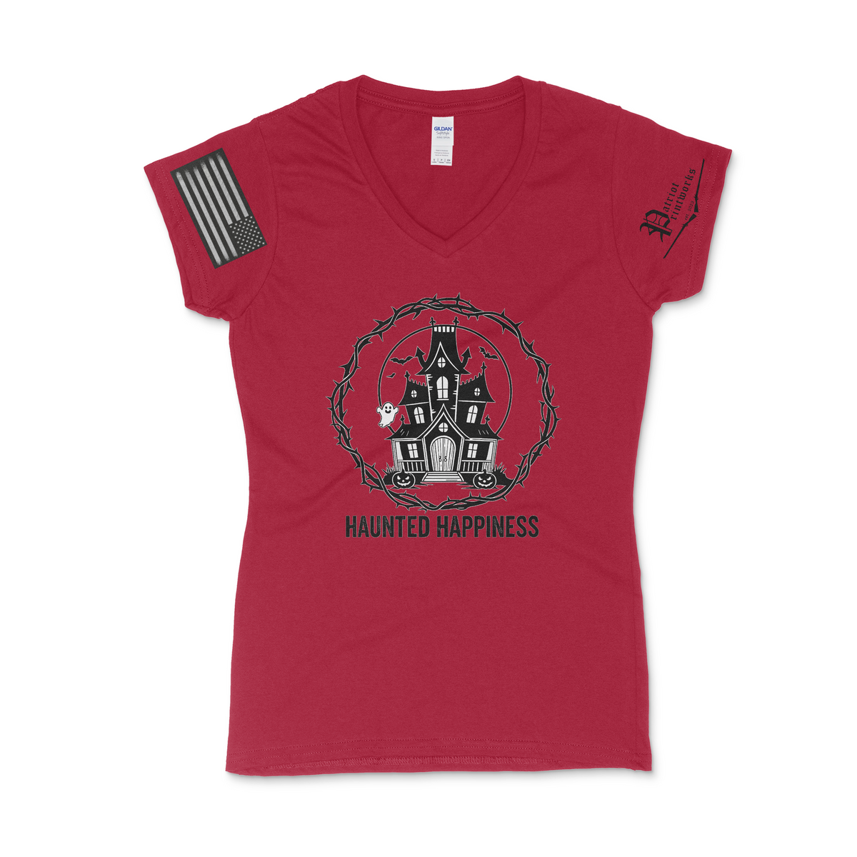 Haunted Happiness Women's V-Neck T-Shirt
