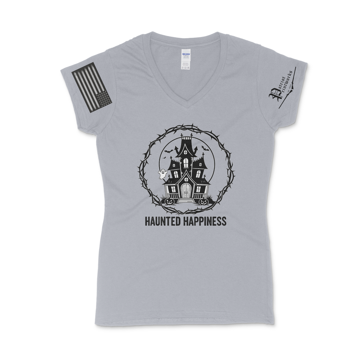 Haunted Happiness Women's V-Neck T-Shirt