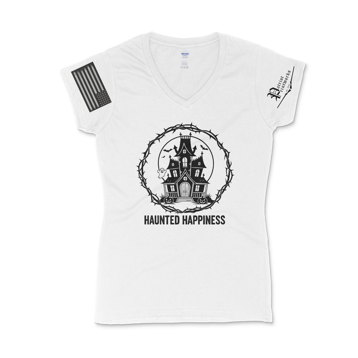 Haunted Happiness Women's V-Neck T-Shirt