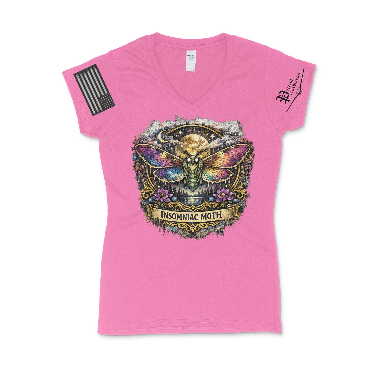 Insomniac Moth Ladies V-Neck T-Shirt