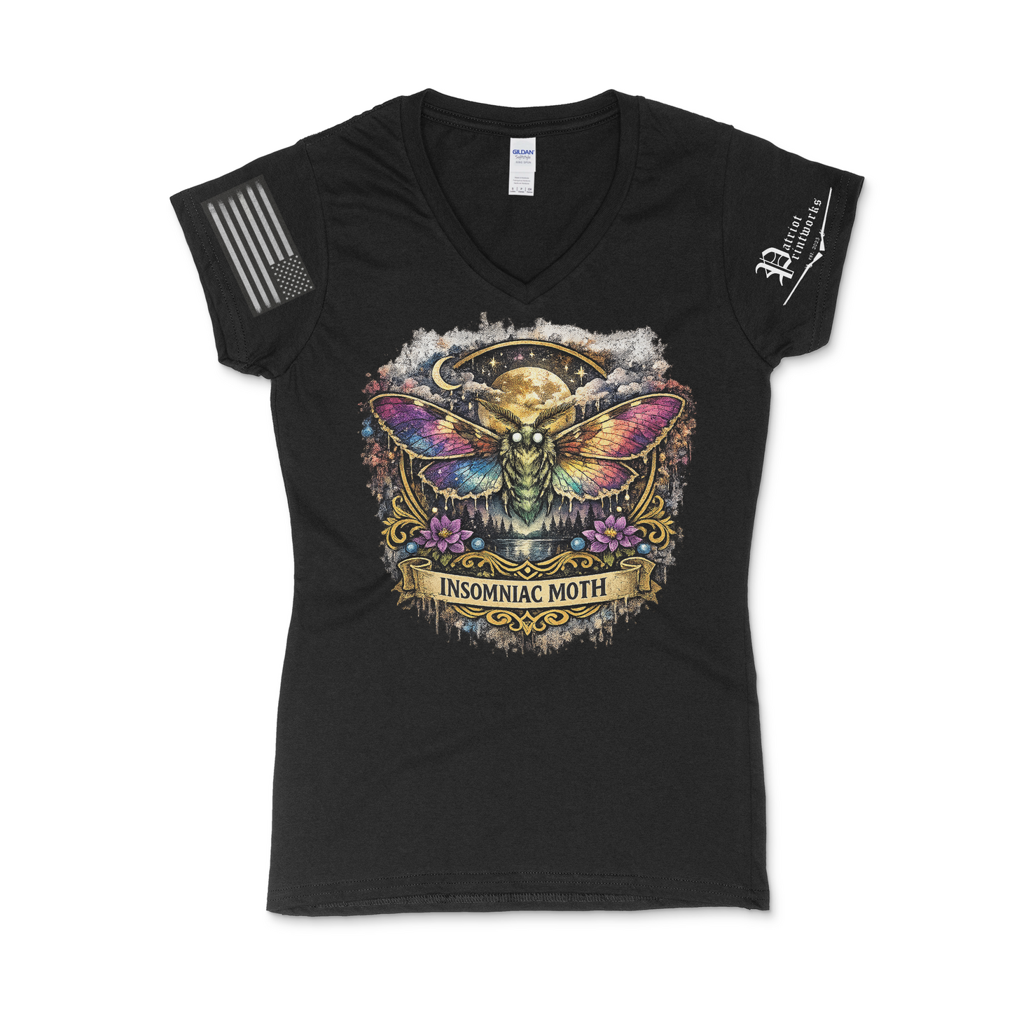 Insomniac Moth Ladies V-Neck T-Shirt