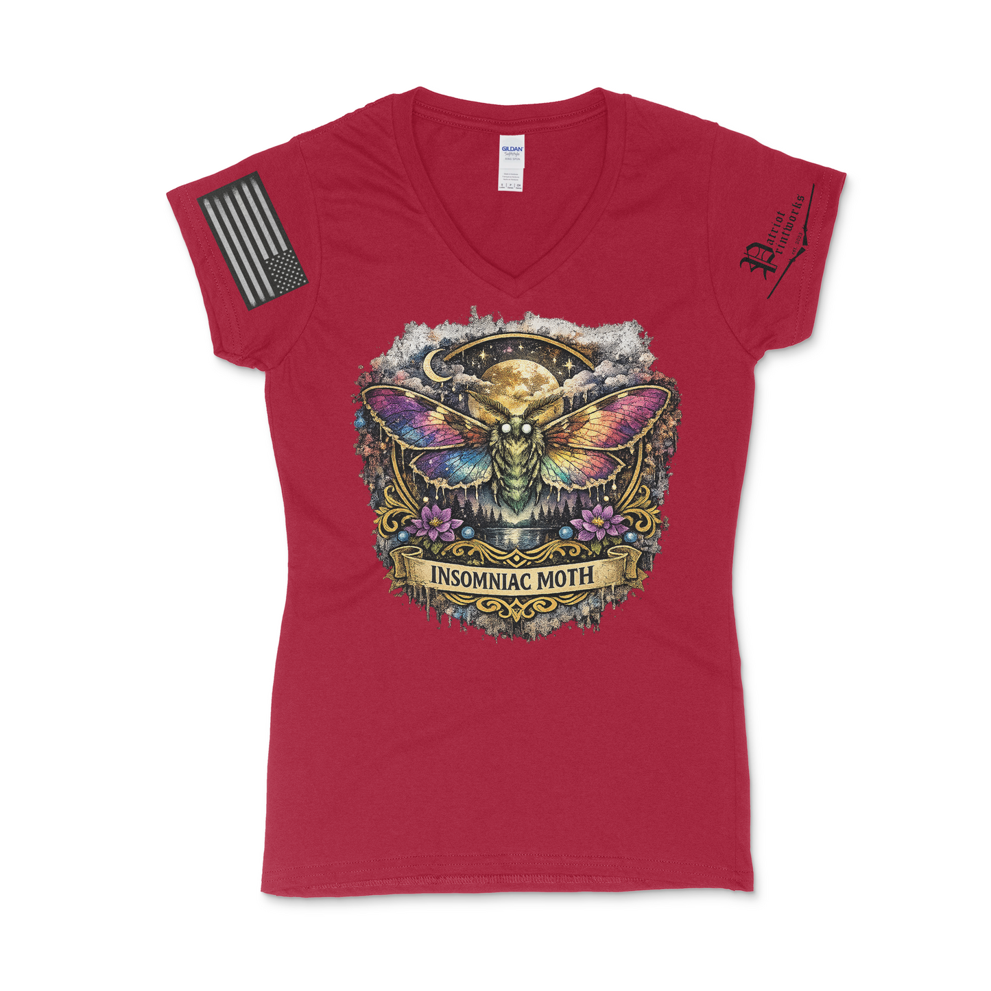Insomniac Moth Ladies V-Neck T-Shirt
