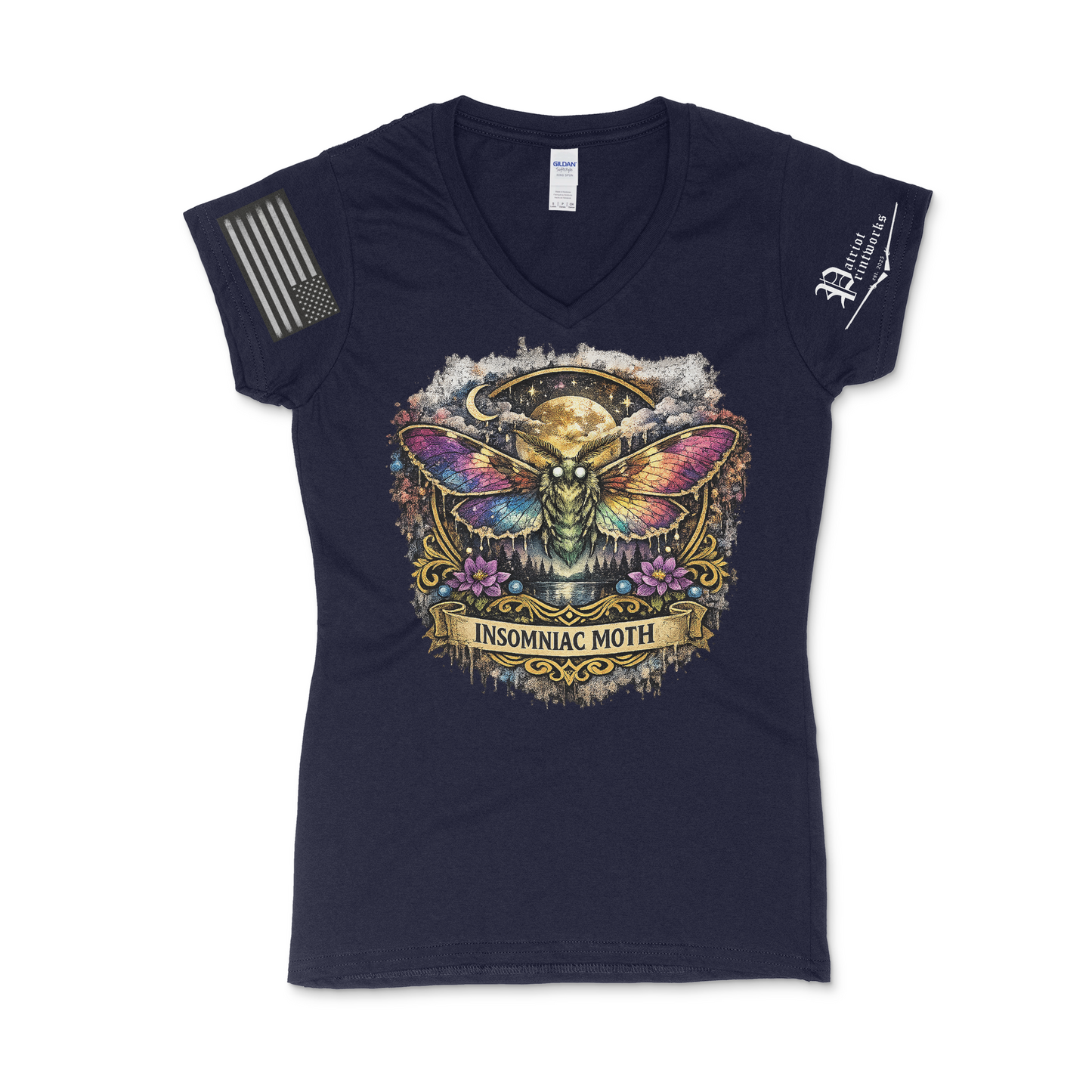 Insomniac Moth Ladies V-Neck T-Shirt