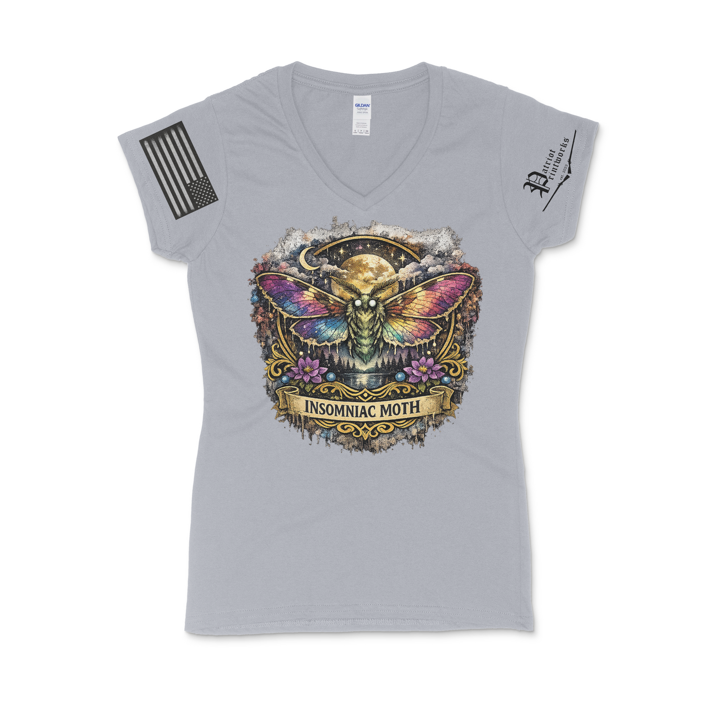 Insomniac Moth Ladies V-Neck T-Shirt