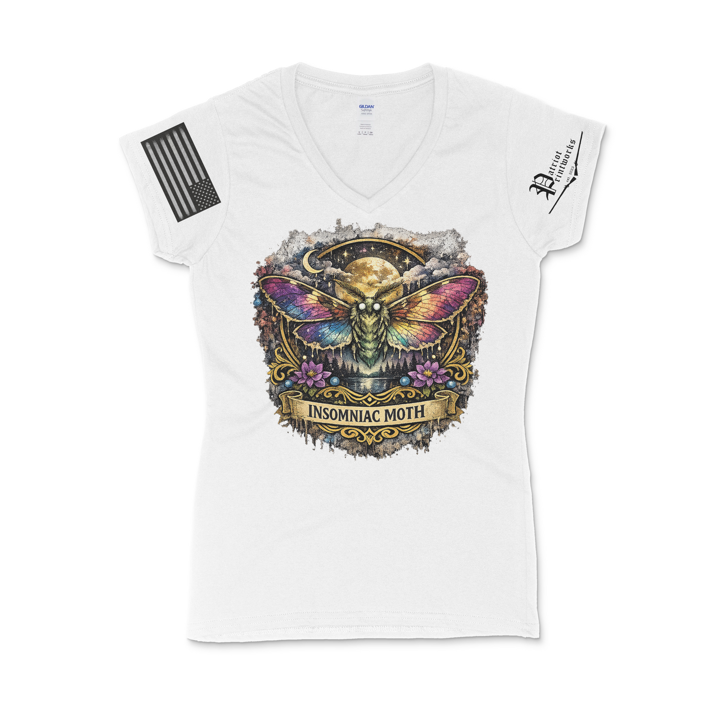 Insomniac Moth Ladies V-Neck T-Shirt