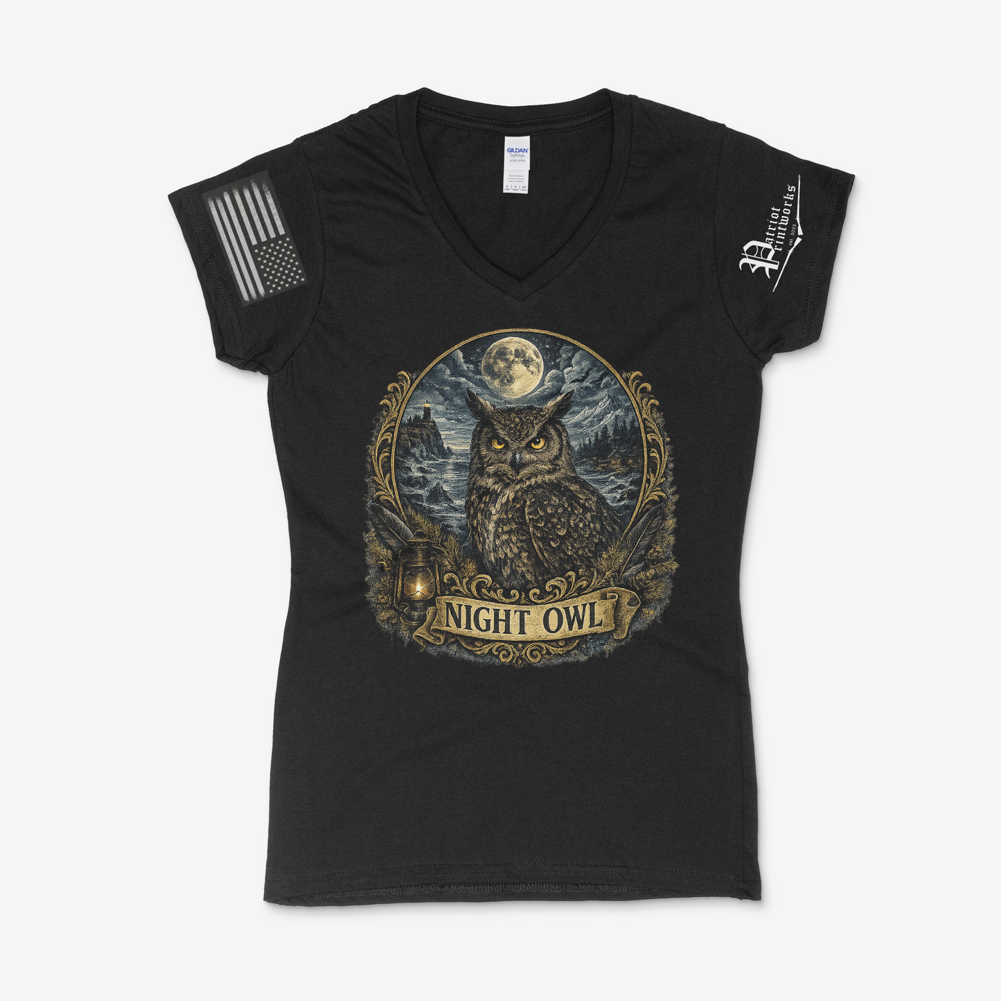 Night Owl Ladies V-Neck T-Shirt