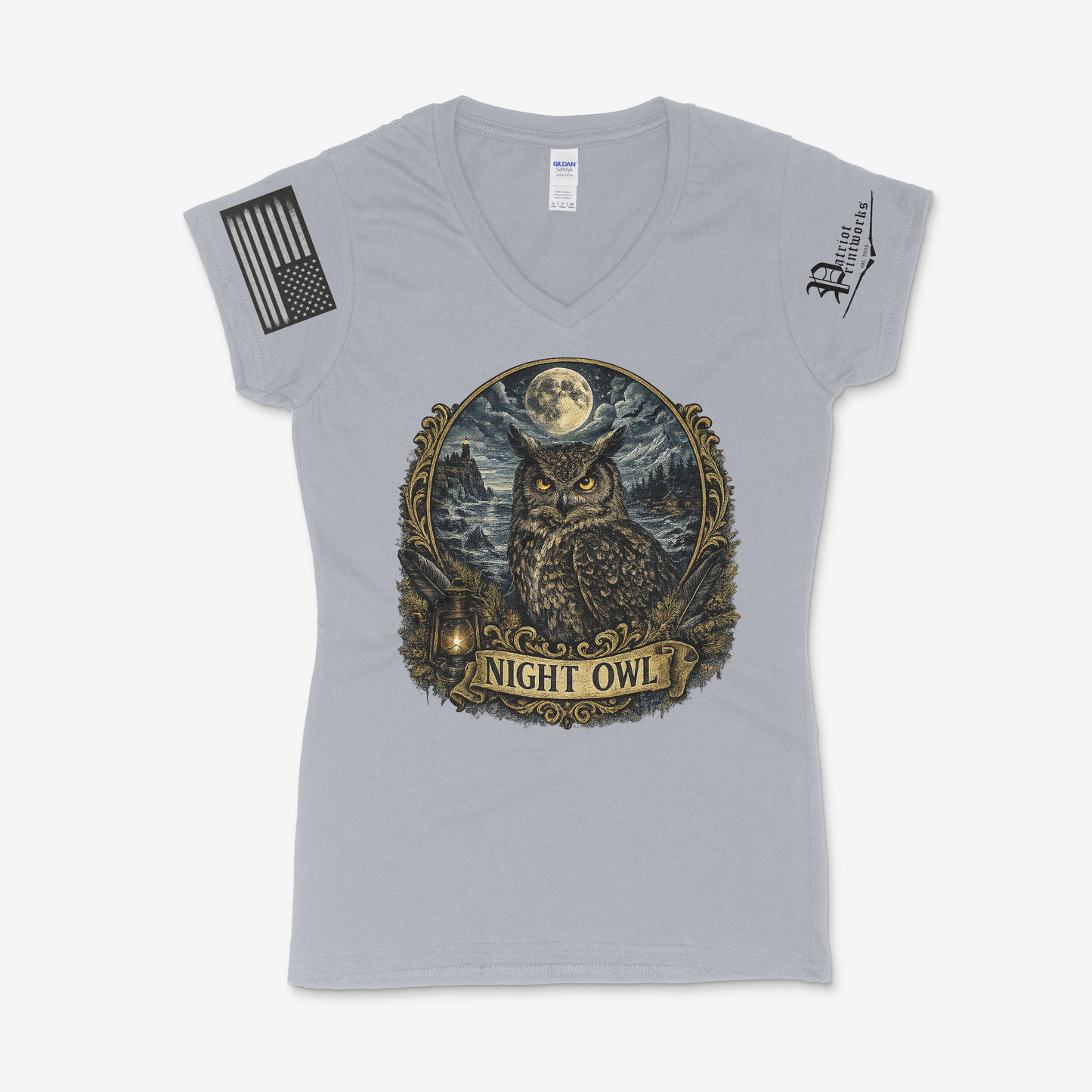Night Owl Ladies V-Neck T-Shirt