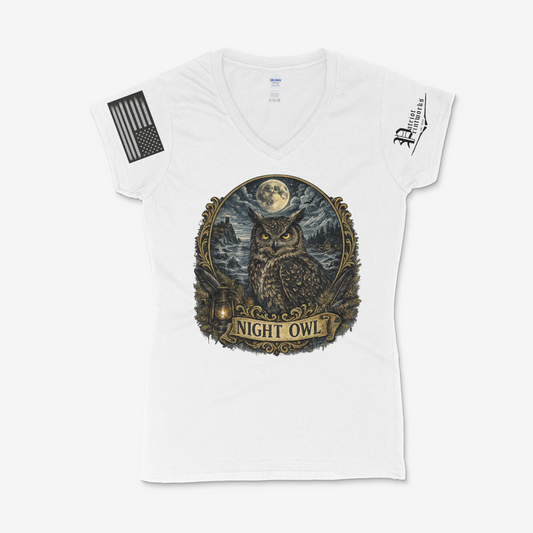 Night Owl Ladies V-Neck T-Shirt