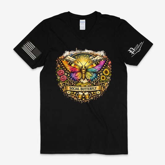 Social Butterfly V-Neck T-Shirt
